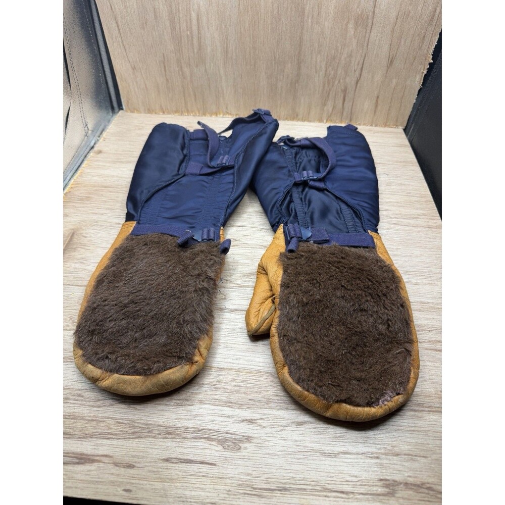 VTG US Air Force Type N-4A Flying Mittens Leather Shearling Gauntlet Medium USAF